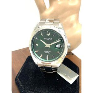 Bulova Men's Watch 96B429 Surveyor Automatic Green Dial Stainless Steel 39mm